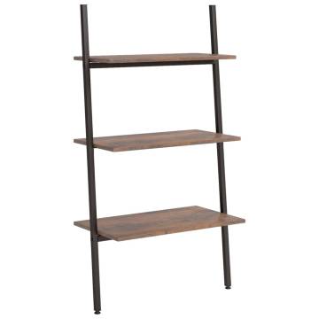 3-Tier Leaning Shelf - Dark Brown & Black - Space Saver