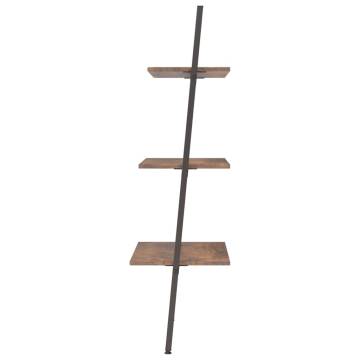 3-Tier Leaning Shelf - Dark Brown & Black - Space Saver