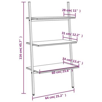 3-Tier Leaning Shelf - Dark Brown & Black - Space Saver