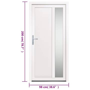 Front Door White 98x200 cm PVC - Secure & Elegant Design