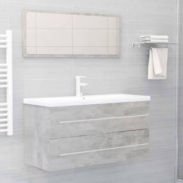 Stylish 2 Piece Bathroom Furniture Set in Concrete Grey