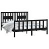 Black Solid Wood Pine Bed Frame King Size 150x200 cm