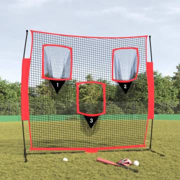 Portable Baseball Net Black and Red - 183x105x183 cm