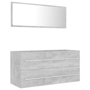 Stylish 2 Piece Bathroom Furniture Set in Concrete Grey