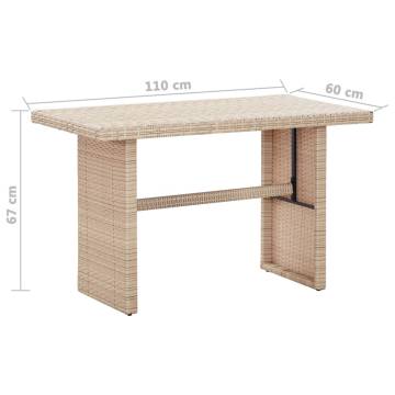 Stylish Beige Garden Table - 110x60 cm Poly Rattan