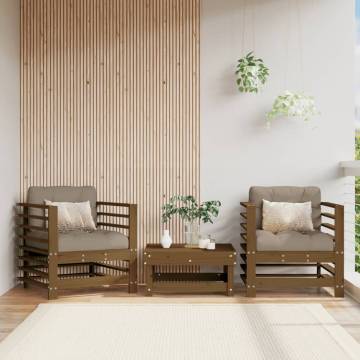 Garden Chairs with Cushions - Honey Brown Solid Wood Pine | HipoMarket