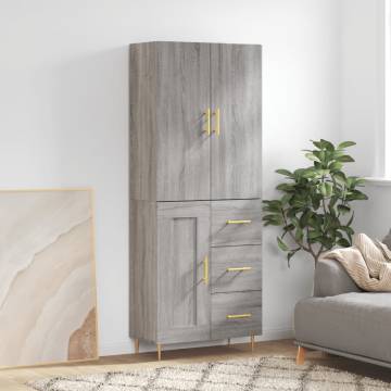 Highboard Grey Sonoma - Elegant Engineered Wood Storage Unit