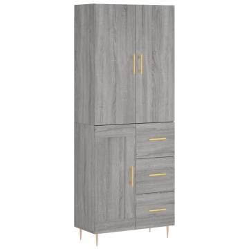 Highboard Grey Sonoma - Elegant Engineered Wood Storage Unit