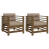 Garden Chairs with Cushions - Honey Brown Solid Wood Pine | HipoMarket