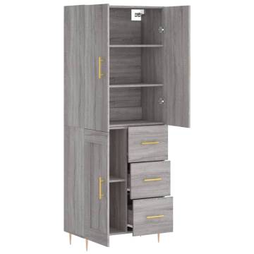 Highboard Grey Sonoma - Elegant Engineered Wood Storage Unit