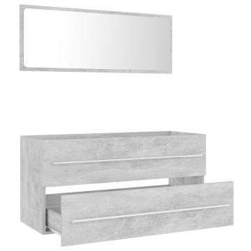 Stylish 2 Piece Bathroom Furniture Set in Concrete Grey