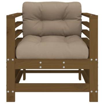 Garden Chairs with Cushions - Honey Brown Solid Wood Pine | HipoMarket