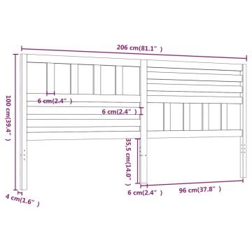 Stylish Solid Pine Bed Headboard - 206x4x100 cm