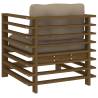 Garden Chairs with Cushions - Honey Brown Solid Wood Pine | HipoMarket