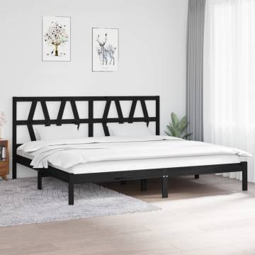 Black Solid Pine Bed Frame 200x200 cm | Hipomarket UK