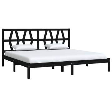 Black Solid Pine Bed Frame 200x200 cm | Hipomarket UK