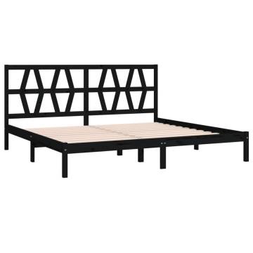 Black Solid Pine Bed Frame 200x200 cm | Hipomarket UK