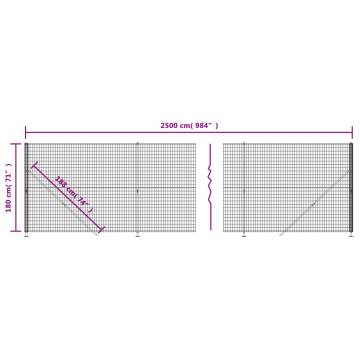 Wire Mesh Fence with Flange Anthracite 1.8x25 m - Durable & Secure