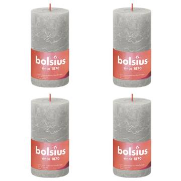 Bolsius Rustic Pillar Candles Shine - Sandy Grey 4 pcs