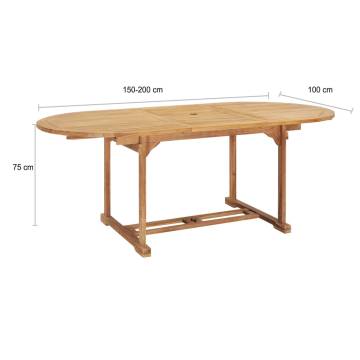 Extending Garden Table 150-200 cm Solid Teak Wood | HipoMarket