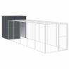 Chicken Cage with Run Anthracite - Galvanised Steel 165x659cm