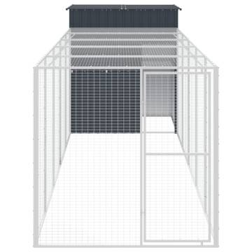 Chicken Cage with Run Anthracite - Galvanised Steel 165x659cm