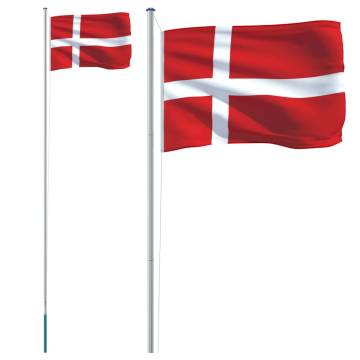 Denmark Flag and Pole 6.23m Aluminium - Perfect for Any Occasion