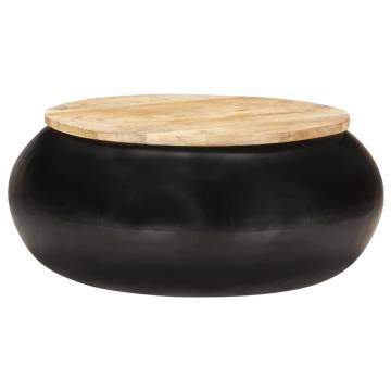 Elegant Black Coffee Table - Solid Mango Wood | HipoMarket