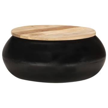 Elegant Black Coffee Table - Solid Mango Wood | HipoMarket