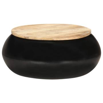 Elegant Black Coffee Table - Solid Mango Wood | HipoMarket