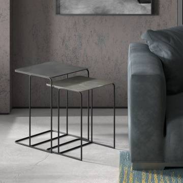 Rousseau 2 Piece Side Table Set - Ospera Metal Black & Grey