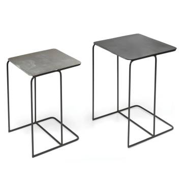 Rousseau 2 Piece Side Table Set - Ospera Metal Black & Grey