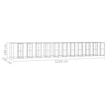 Outdoor Dog Kennel Galvanised Steel with Roof - 26.62 m²