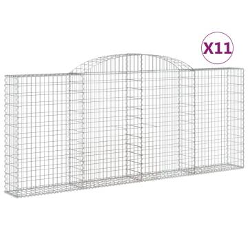 Arched Gabion Baskets 11 pcs | Galvanised Iron Garden Barriers