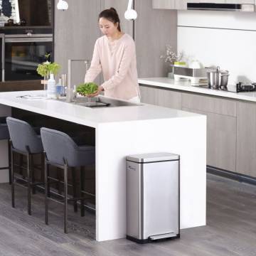 EKO Pedal Bin X-Cube 30 L Matte Silver - Stylish Waste Solution