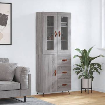 Stylish Highboard Grey Sonoma - 69.5x34x180 cm | HipoMarket