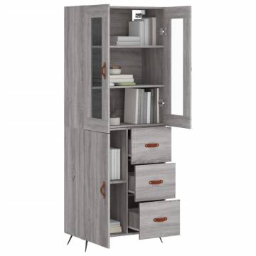 Stylish Highboard Grey Sonoma - 69.5x34x180 cm | HipoMarket