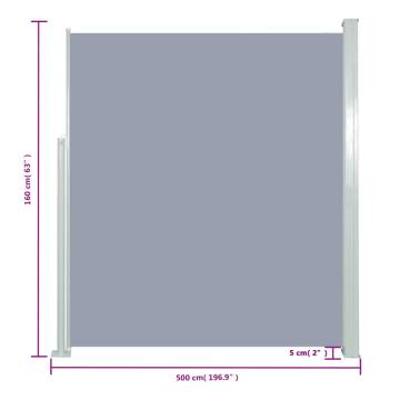 Retractable Side Awning 160 x 500 cm - Grey | HiPo Market