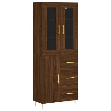 Stylish Highboard in Brown Oak | 69.5x34x180 cm | Hipo Market