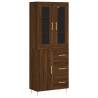 Stylish Highboard in Brown Oak | 69.5x34x180 cm | Hipo Market