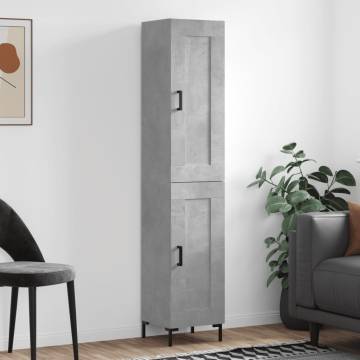 Stylish Highboard in Concrete Grey - 34.5x34x180 cm