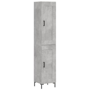 Stylish Highboard in Concrete Grey - 34.5x34x180 cm