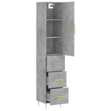 Stylish Highboard in Concrete Grey | 34.5x34x180 cm