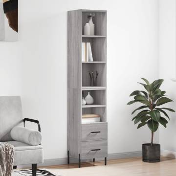 Highboard Grey Sonoma 34.5x34x180 cm | Elegant Storage Solution