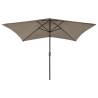 Taupe 2x3 m Parasol with LEDs & Steel Pole | Hipomarket UK