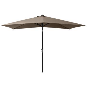 Taupe 2x3 m Parasol with LEDs & Steel Pole | Hipomarket UK