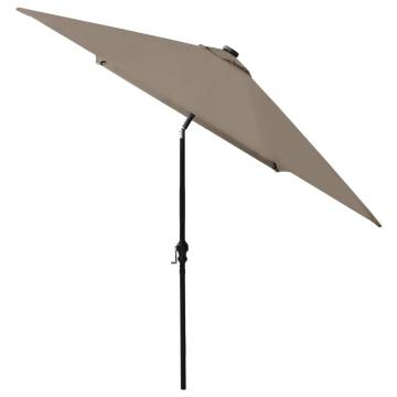 Taupe 2x3 m Parasol with LEDs & Steel Pole | Hipomarket UK