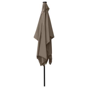 Taupe 2x3 m Parasol with LEDs & Steel Pole | Hipomarket UK