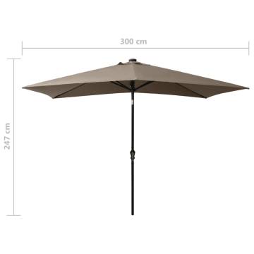 Taupe 2x3 m Parasol with LEDs & Steel Pole | Hipomarket UK