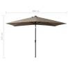 Taupe 2x3 m Parasol with LEDs & Steel Pole | Hipomarket UK